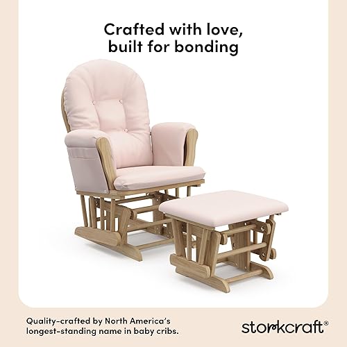 Miniatura 20 de Storkcraft Mecedora y otomana, cojín acolchado, bolsillo de almacenamiento, rodamientos de metal cerrados para un movimiento suave, fácil