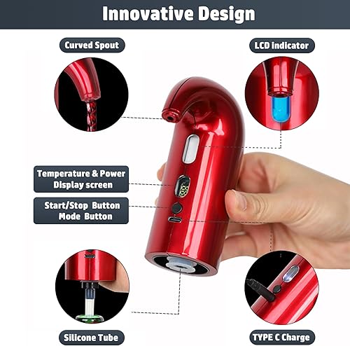 Miniatura 9 de Dispensador eléctrico de vino con dispensador eléctrico inteligente decantador con USB recargable, decantador de vino eléctrico y dispensador de