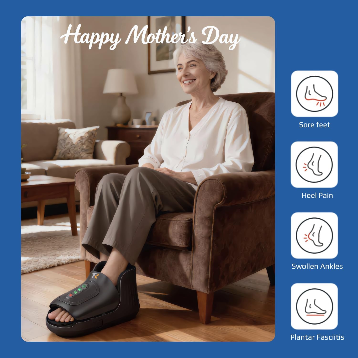 TRIDUCNA Shiatsu Foot and Ankle Massager with Heat - Electric Feet Massage Machine with Deep Kneading and Air Compression for Plantar Fasciitis, Foot Muscle Relax at Home or Office, Mothers Day Gift