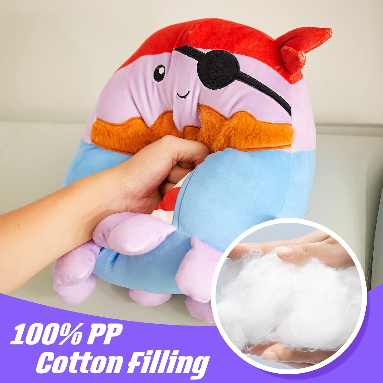 BSTAOFY Pirate Octopus Plush Pillow Cute and Soft Octopus Stuffed Animal Hugging Pillow Sea Animal Plush Toys Birthday Valentines Gifts for Kids Boys Girls,12” - Image 3