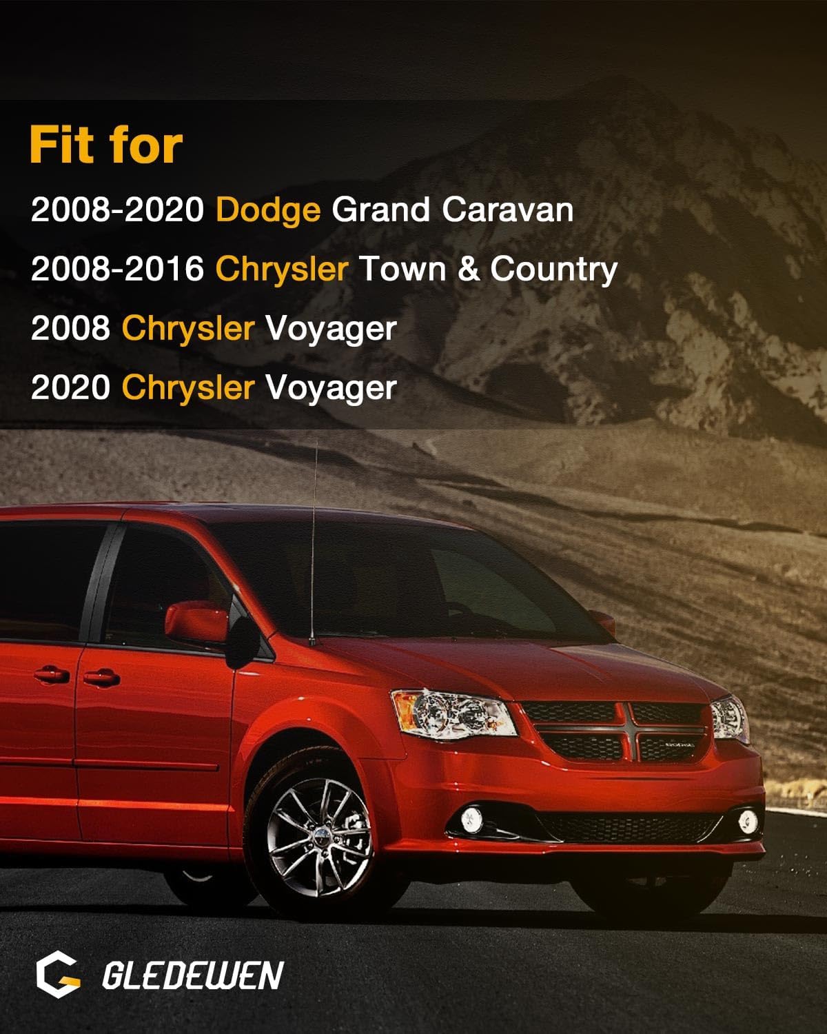 Forward Sliding Door Molding, Compatible with 2008-2020 Dodge Grand Caravan/Chrysler Town&Country Voyager, B-Pillar Trim Moulding, Rear Driver and Passenger Side, OE#47874 47875 5020667AA 5020666AA