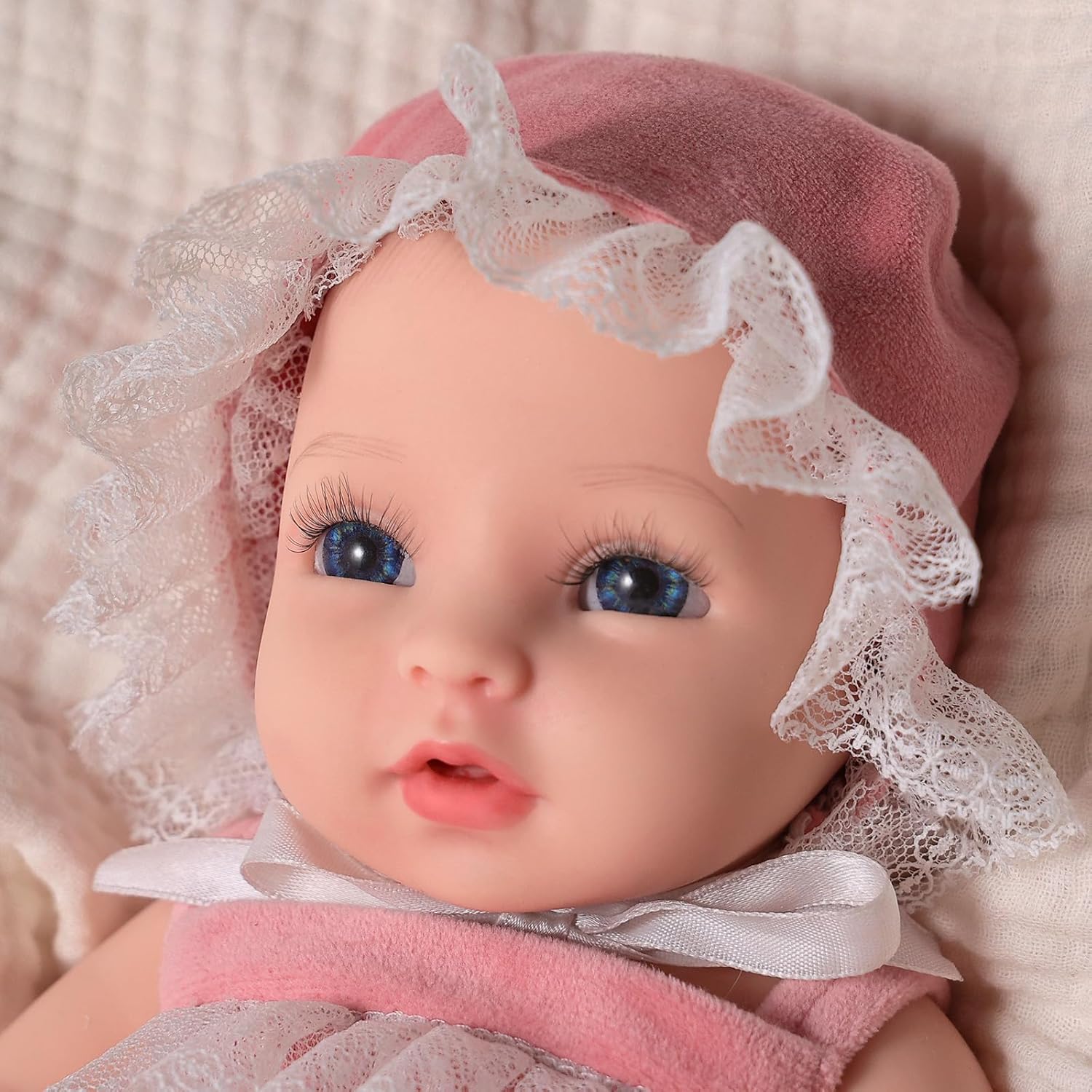 BABESIDE Full Body Silicone Reborn Baby Dolls Girl - 12 Inch Weighted Realistic Newborn Baby Doll with Blue Eyes, Complete Accessories & Gift Box - Ideal for Collectors and Gift Givers