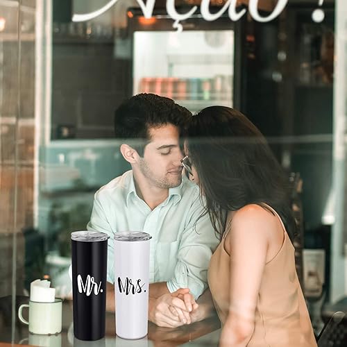 Miniatura 6 de Qtencas Mr and Mrs - Juego de vasos aislados de acero inoxidable, 20 onzas, regalos de boda para parejas