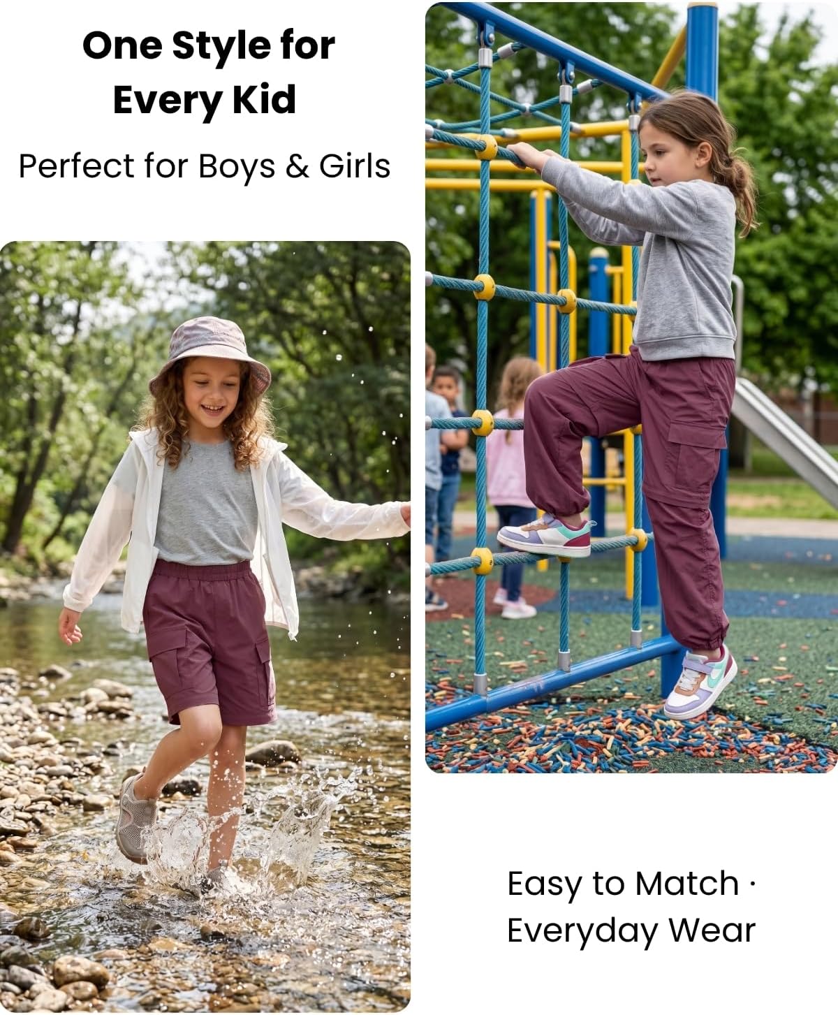 Kids Lightweight Convertible Zip-Off Cargo Pants