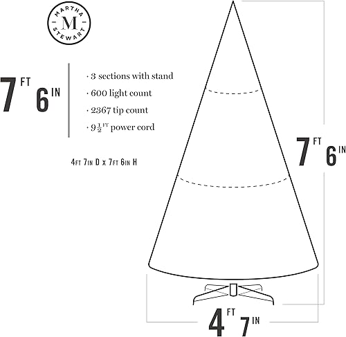 Miniatura 10 de MARTHA STEWART Natural Pine - Árbol de Navidad artificial preiluminado, 5 pies, luces blancas transparentes