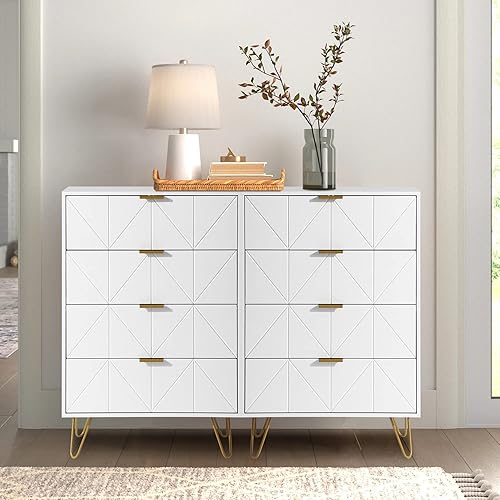 YOCONYO Cómoda de 4 cajones cómoda con marco resistente y parte superior de madera cómoda de armario organizador de armario alto con mango de metal
