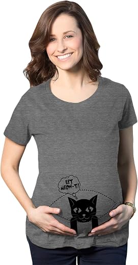 Crazy Dog Tshirts Womens Let Meowt Maternity Tshirt Funny Cat Lady Pet Lover Pregnancy Tee