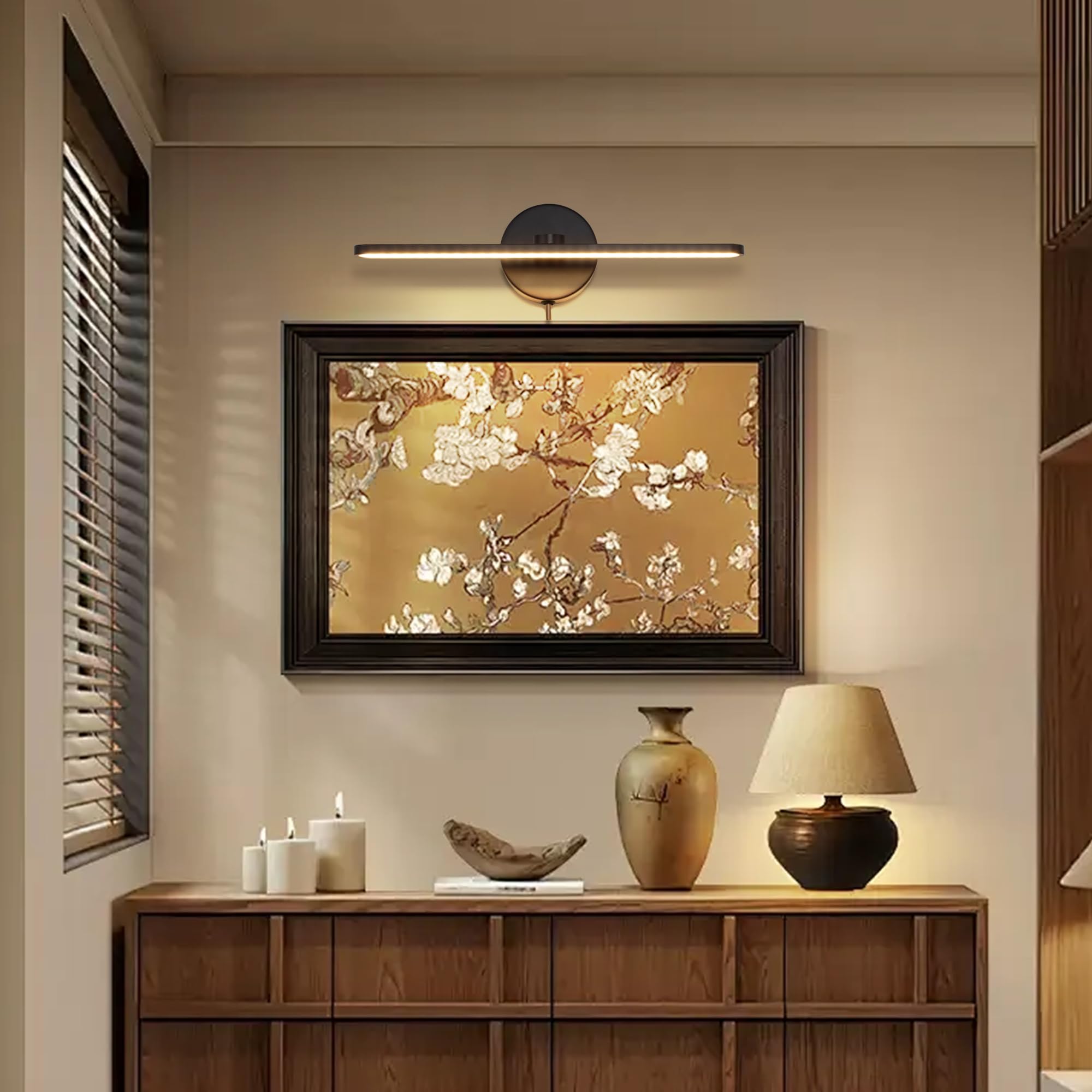 Lampada da Specchio per Bagno 40cm 12W LED Nero Luce a Parete Murales con 3000K Applique per Specchio e Armadio Illuminazione per Camera e Corridoio