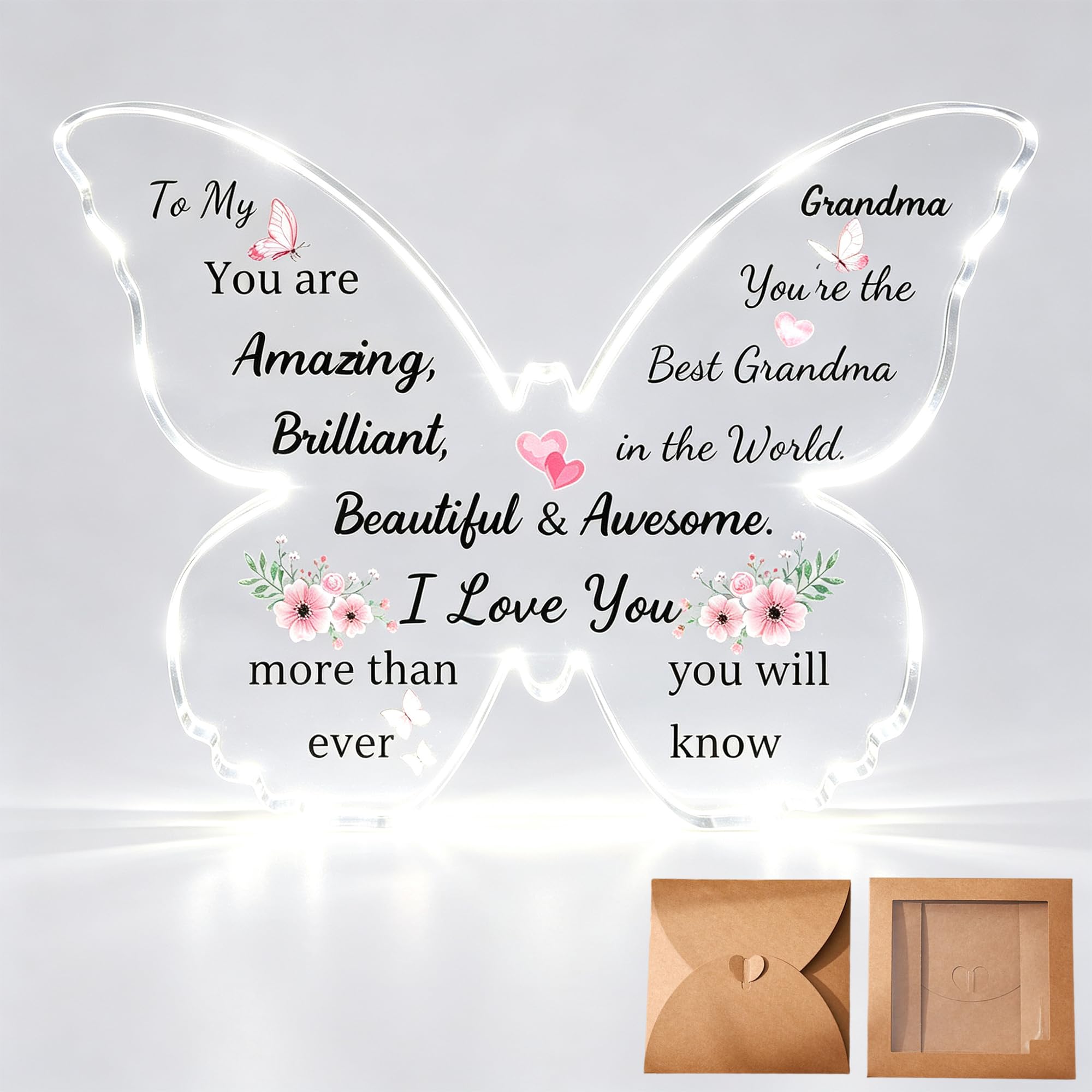 1 Pink Butterfly Grandma Appreciation Ornament for Gift