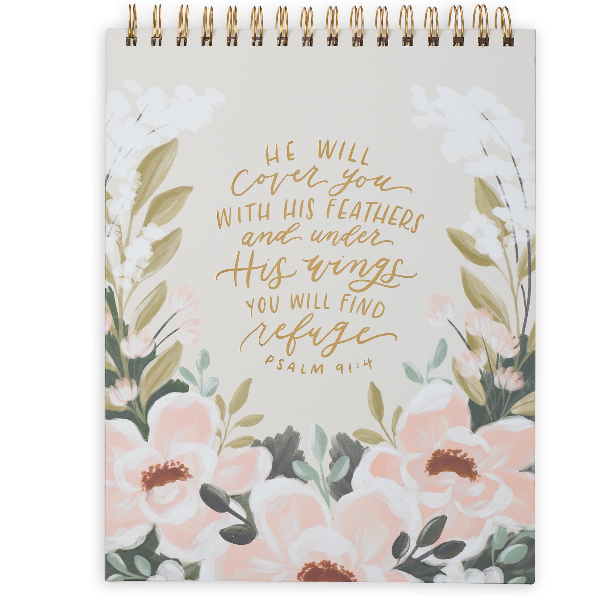 Christian Art Gifts Large Inspirational Spiral-Bound Hardcover Notepad for Women: Under His Wings Encouraging Scripture Writing Journal Stationery,