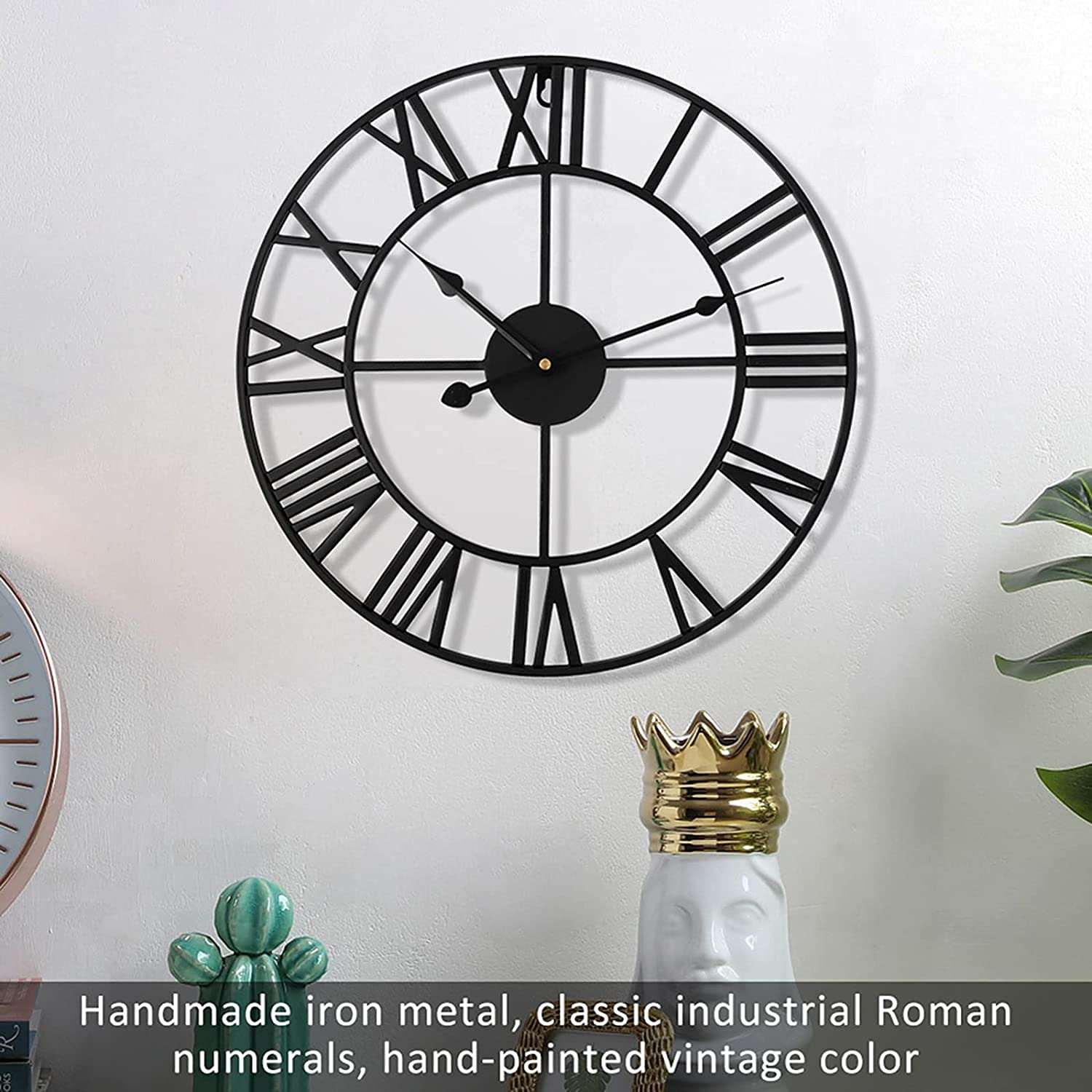 Reloj De Pared, Reloj De Exterior, Reloj De Jardín, Reloj De Pared De Estilo Industrial Europeo con Grandes Números Romanos, Reloj De Pared Silencioso De Metal para El H,40cm