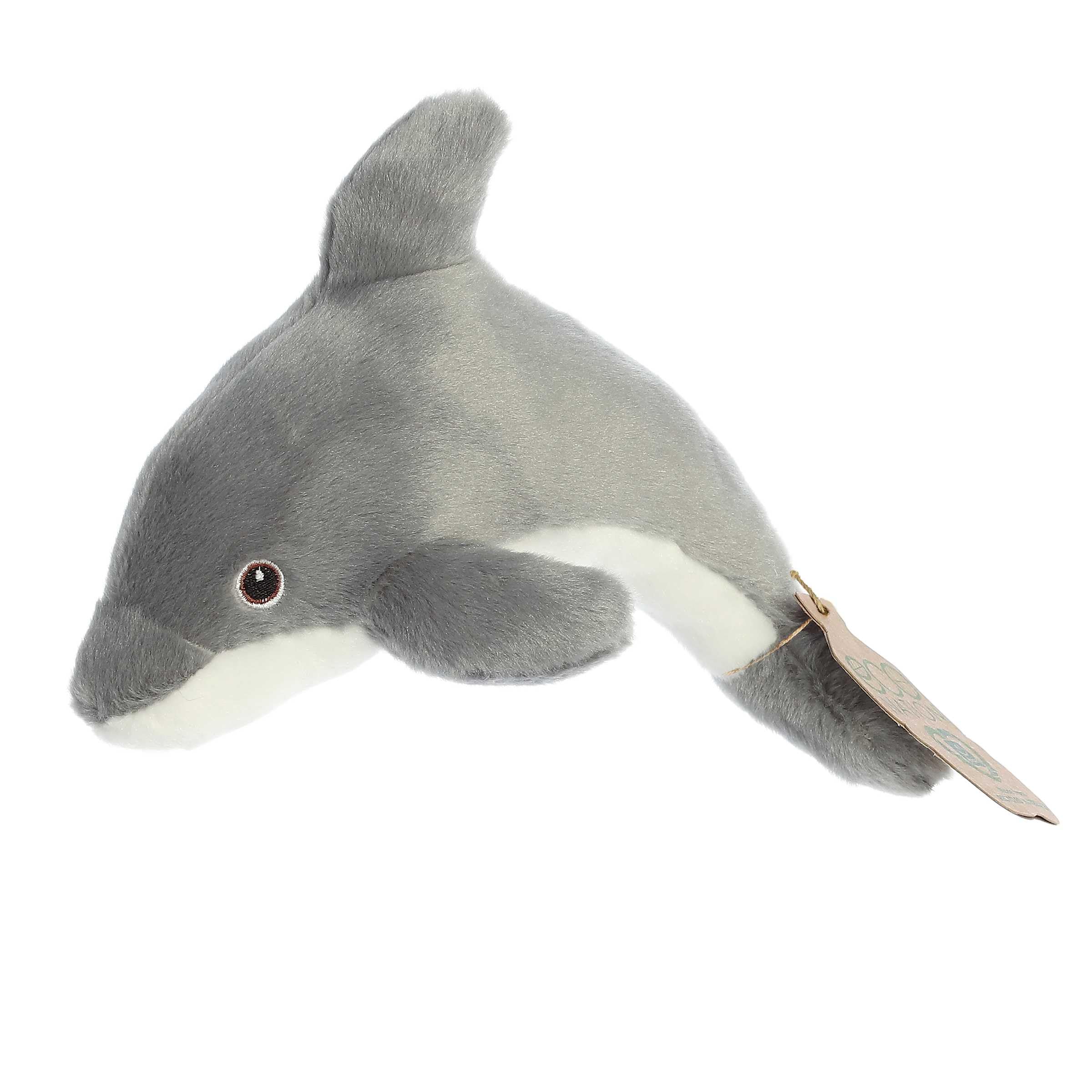 Aurora(r) Responsibly Made Eco Nation(tm) Eco Softies(tm) Dolphin Stuffed Animal - Ideal for Playtime Adventures - Perfect for Birthdays or Just Because - Grey 8 Inches