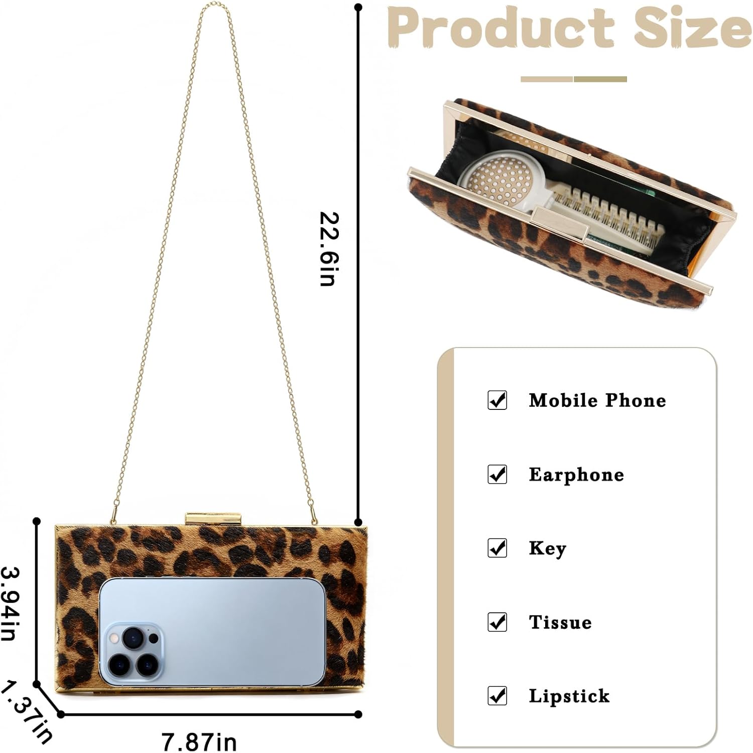 Clutch Purse for Women-Evening Bag with Removable Chain Strap Elegant Handbag for Wedding/Prom/Cocktail/Party - Image 3