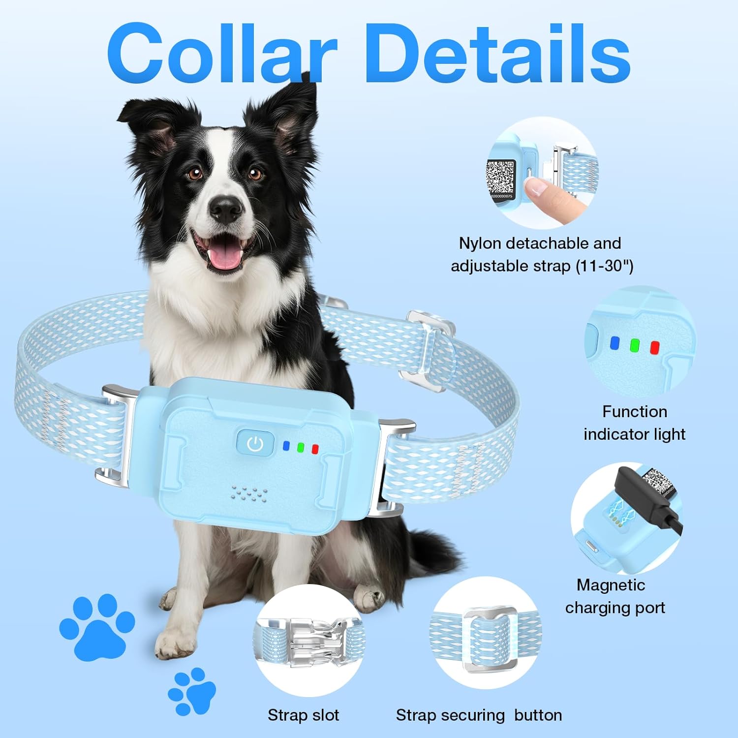 AOZOOM Electric Dog Fence, Wireless Virtual Fence Dog Collar, Smart GPS Dog Collar, GPS Pet Tracker with App-Supported, Custom Irregular Geo-Fences, Pet Locator-Blue