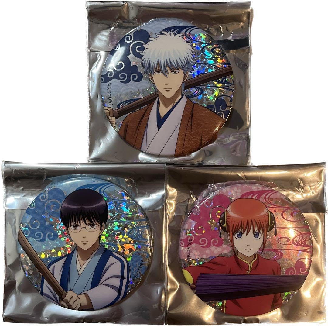 Amazon | 銀魂 決戦宇宙海賊ver. 坂田銀時 志村新八 神楽 缶バッジ 3個 