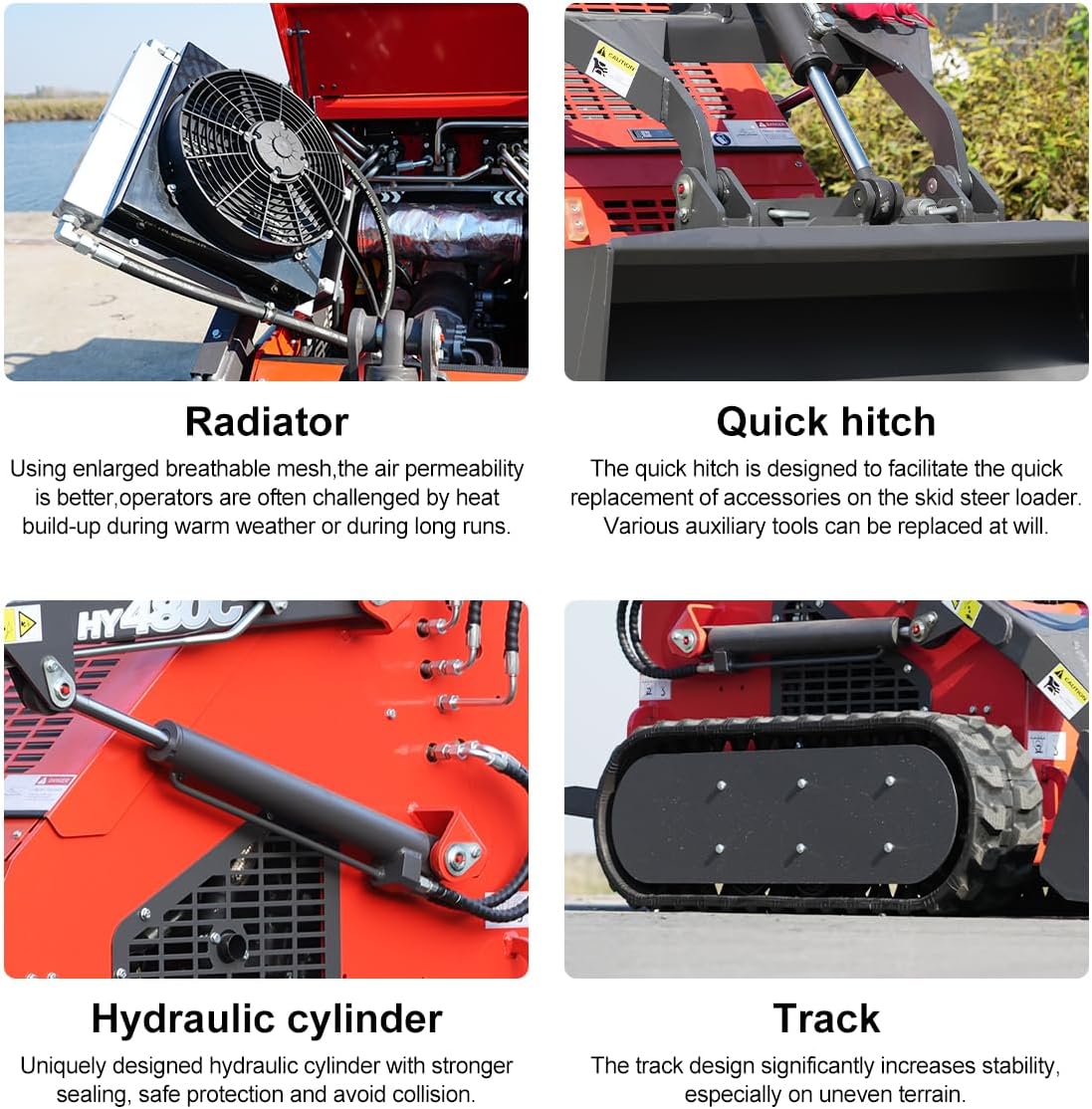 HY480C FREE SHIP/unloading Mini Skid Steer Loader 23HP EPA Engine With 4-IN-1 BUCKET