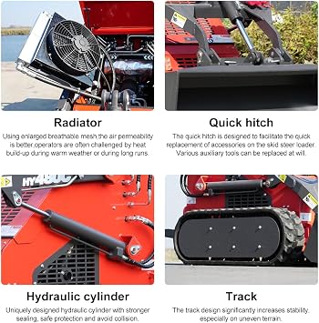 HY480C Mini Skid Steer Loader Stand-On Tracked 1234 lbs with Bucket | 23HP V-Twin Gas Engine, 3-Pump 3-Valve Hydraulic System, 1765 lbs Max Lift Capacity, Tracked Compact Utility Loader
