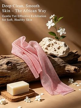 SPMKTBOZAI 4 Pack African Net Sponge, African Exfoliating Net for Body