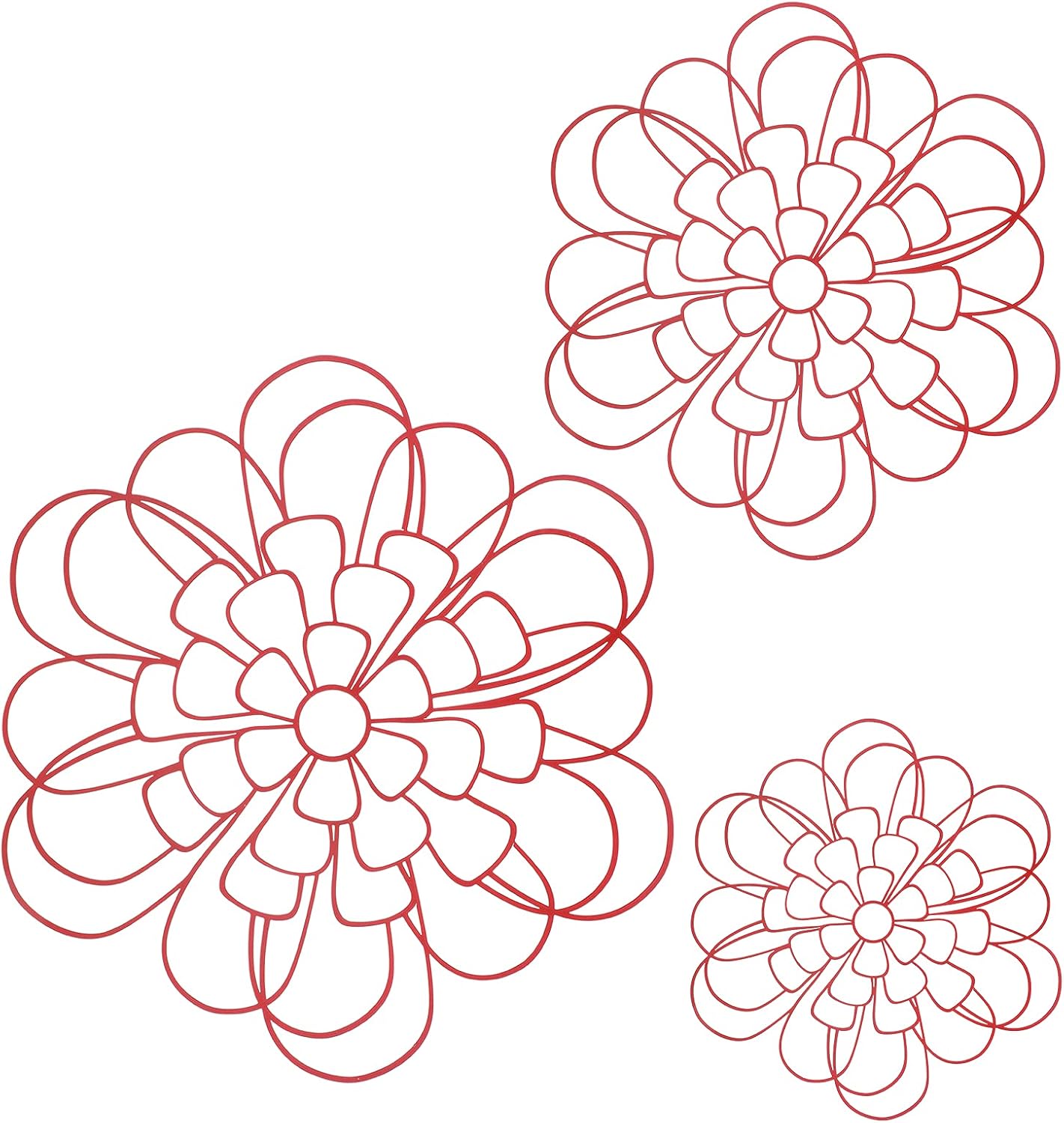 3 Pieces Metal Wall Art Metal Flower Wall Sculpture Metal Flower Wall Art for Home Bedroom Living Room Bathroom Kitchen Office Garden Hotel Wall Decoration, 3 Sizes (Yellow) : Home & Kitchen