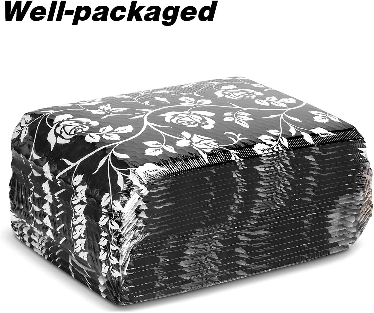PACKAPRO #0 7x10 Inch Rose- Black Poly Bubble Mailer Self Seal Padded Shpping Envelopes Pack of 25 for Jewelry Makeup Supplies