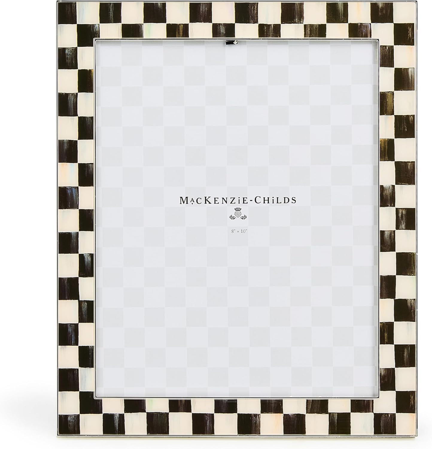 MACKENZIE-CHILDS Silver-Plated 4" x 6" Frame, Cute Tabletop Decor, Black-and-White Courtly Check