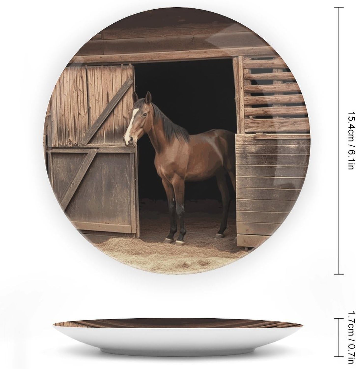 Barn Horse Bone China Decorative Plate Exquisite Ornamental Wall Hanging Platter 6/7/8/10 Inch Vintage Art Ceramic Decor Dish for Home Tabletop Decor Housewarming Gift image 2