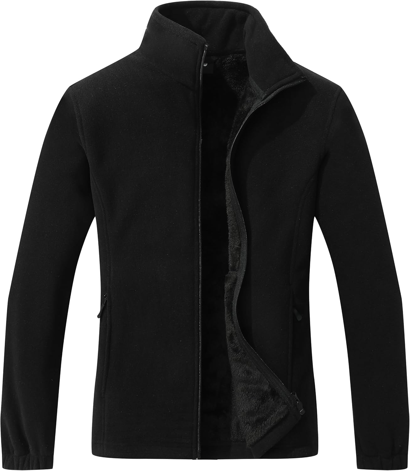 GIMECEN Women’s Full Zip Polar Soft Fleece Jacket Warm Winter Coat With Zipper Pockets Long Sleeve Thickened Outerwear