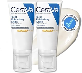 AM Facial Moisturising Lotion SPF30 Duo With 3 Essential Ceramides, Vitamin E, Niacinamide, MVE Technology, UVA UVB Protection, For Normal to Dry Skin, Lightweight, Non-Greasy, 2 x 52ml