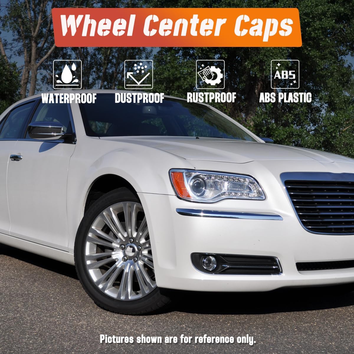 4Pcs 81mm(3.19in) Wheel Center Caps Wheel Rims Replacement Acc 3174 06 51382295F-1 c-618 3174-06 Chrome Hub Caps, Compatible with American Eagle Alloys Rim Caps