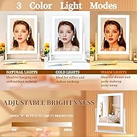 Vista 2 de Espejo de tocador con luces, espejo de tocador Hollywood con luces, tira LED iluminada, control táctil inteligente, 3 modos de iluminación