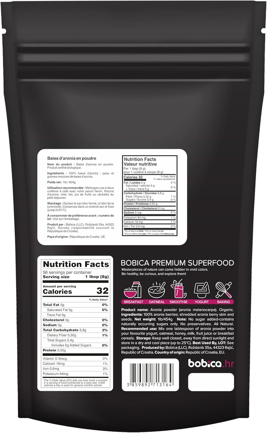 Natural Aronia Berry Powder - Black Chokeberry Superfood High in Anthocyanins & Polyphenols - Supports Immune System - Raw Chokeberries Superfood - Aronia Berries - Vegan, Gluten-Free - 1lb - Image 2