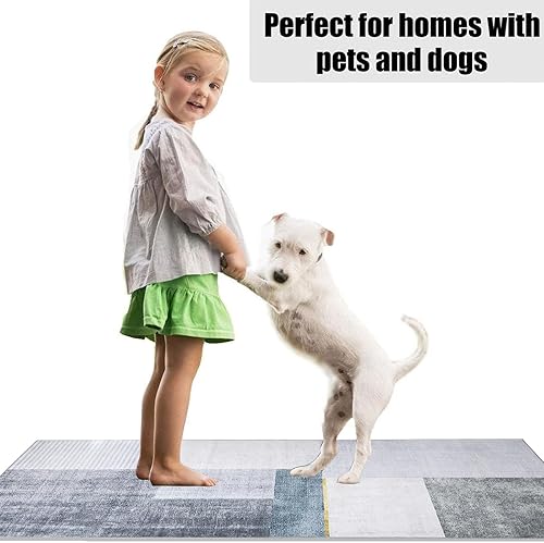 Miniatura 5 de Calore Alfombra abstracta moderna para pasillos, suave, envejecida, geométrica, antideslizante, para interiores, para lavandería, puerta, dormitorio