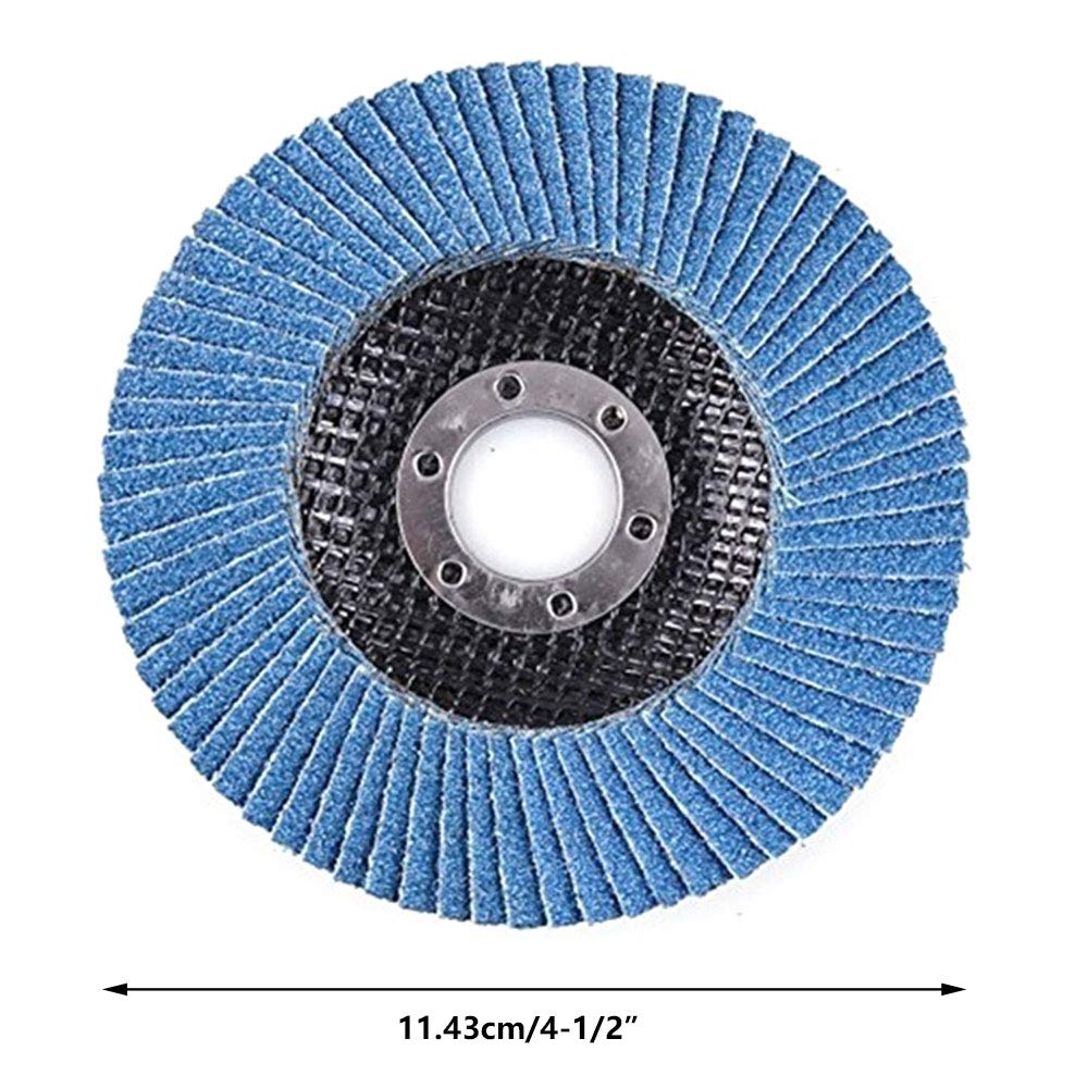10 Scomparti for Dischi 115 mm Grana 60 Dischi lamellari da 4,5 Pollici for smerigliatrice angolare for levigatura di Legno, plastica e Metallo (60 Maglie)