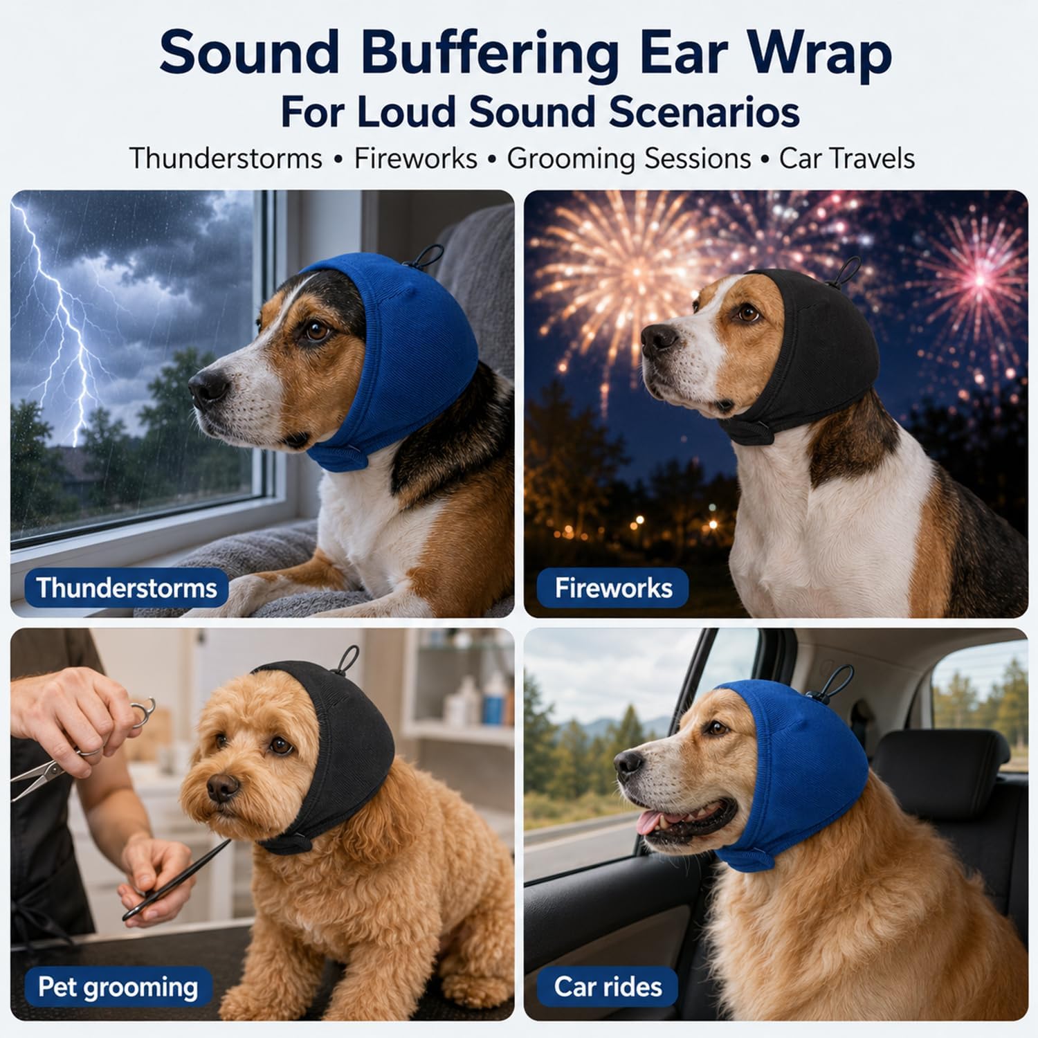 Dog Ear Muffs for Noise Protection, Dark Red: Small(Head Circle:10"-15") | Anxiety Relief, Adjustable Quiet Calming Hoodie Cover Wrap for Dogs During Fireworks, Grooming, Drying, Hematoma Protection