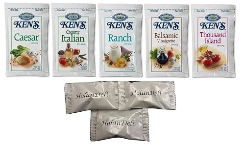 (25 Packets) Ken's Steak House Assorted Salad Dressing 5 Flavors