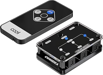 COOIDEA Toslink Automatic Switch Digital Optical Switcher 3 in 1 Out with Remote Control Supports 192k/24Bit PCM2.0 DTS Dolby-AC3 Compatible with HDTV/Xbox/Blu-Ray Player/PS