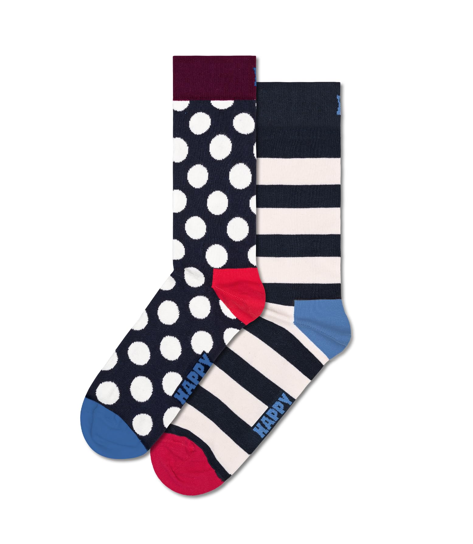 Happy Socks Bunte und lustige Baumwollsocken mit klassischen geometrischen Motiven, Punkten, Streifen