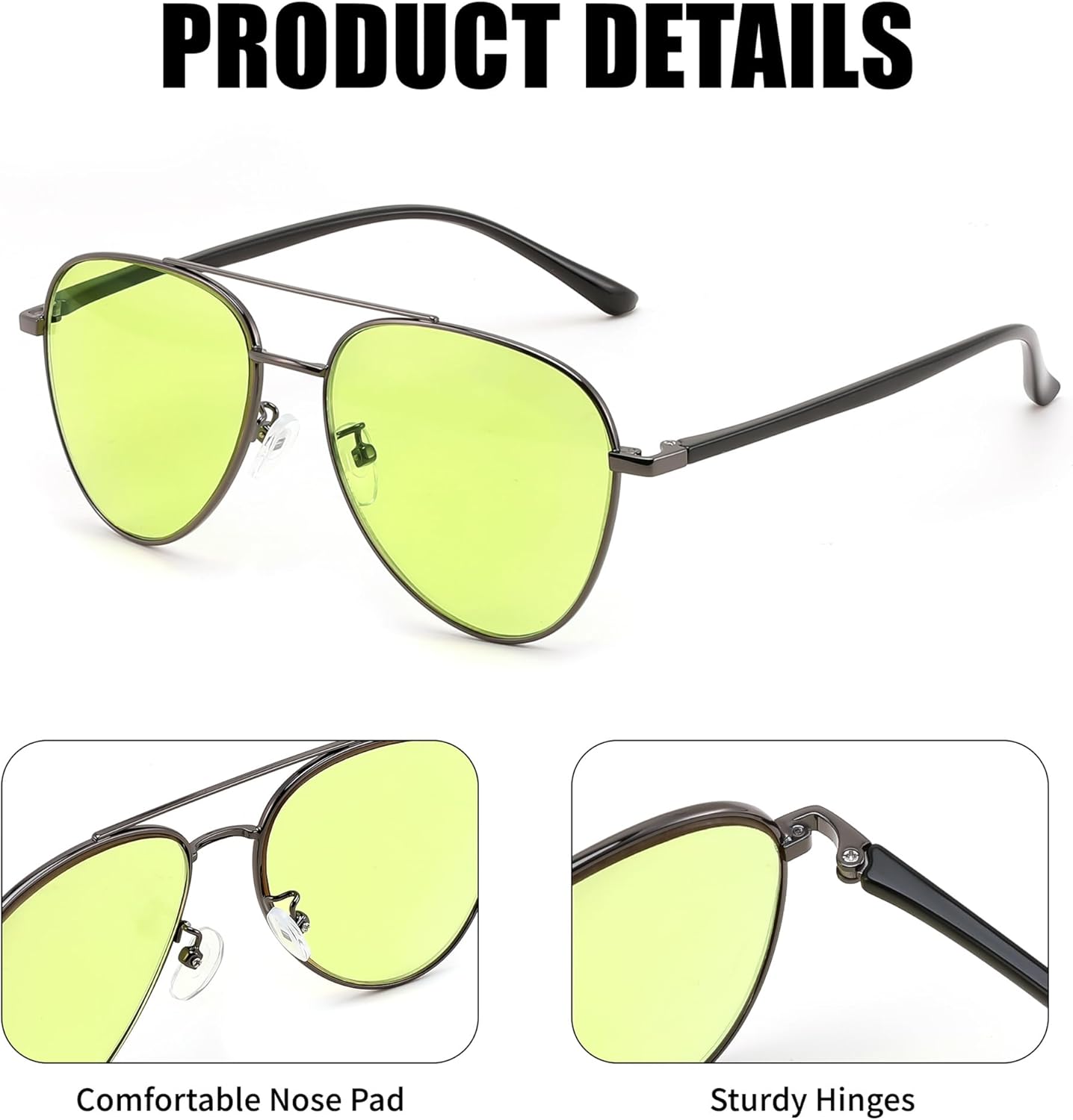 FEISEDY Photochromic Progressive Multifocal Reading Glasses Blue Light Blocking & Night Vision Metal Aviator Frame B0396
