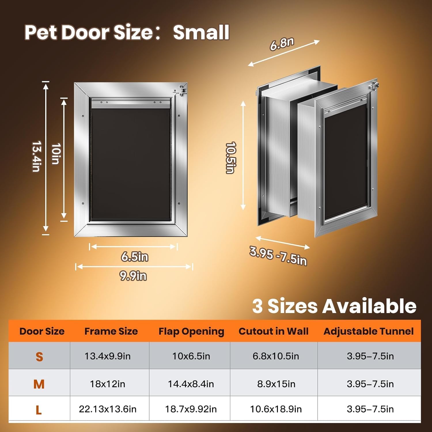 1 Pack * Aluminum Alloy Dog Door & 1 Pack * Slide-in Closing Panel