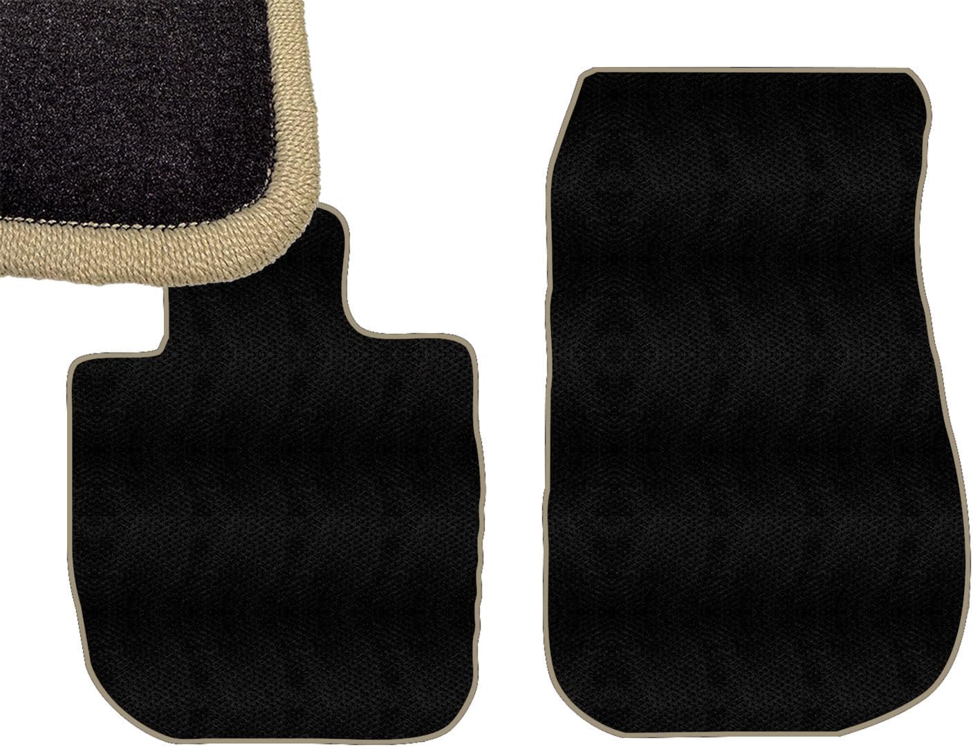 Beige Edge Custom Fit Front & Rear Carpet Floor Mats, Black, Com 並行輸入品