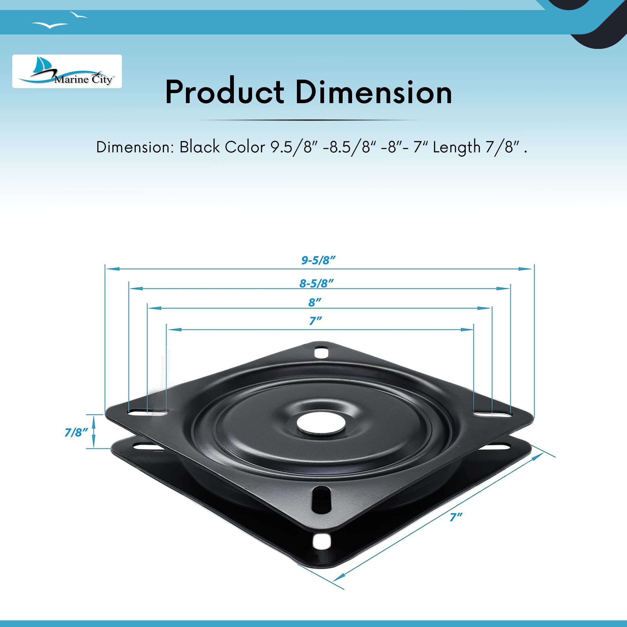 Pike'n Bass Pied De Siège Télescopique Base Carré AM-240250 - Comptoir Nautique