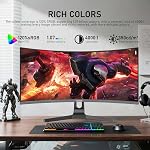 Gawfolk 34 Inch Ultrawide Curved 200Hz Gaming Computer Monitor,1500R PC Screen 21:9 UWQHD (3440x1440),120% sRGB,Adaptive Sync,Built-in Speaker,Display Port、HDMI,Compatible with Wall mounting -Black
