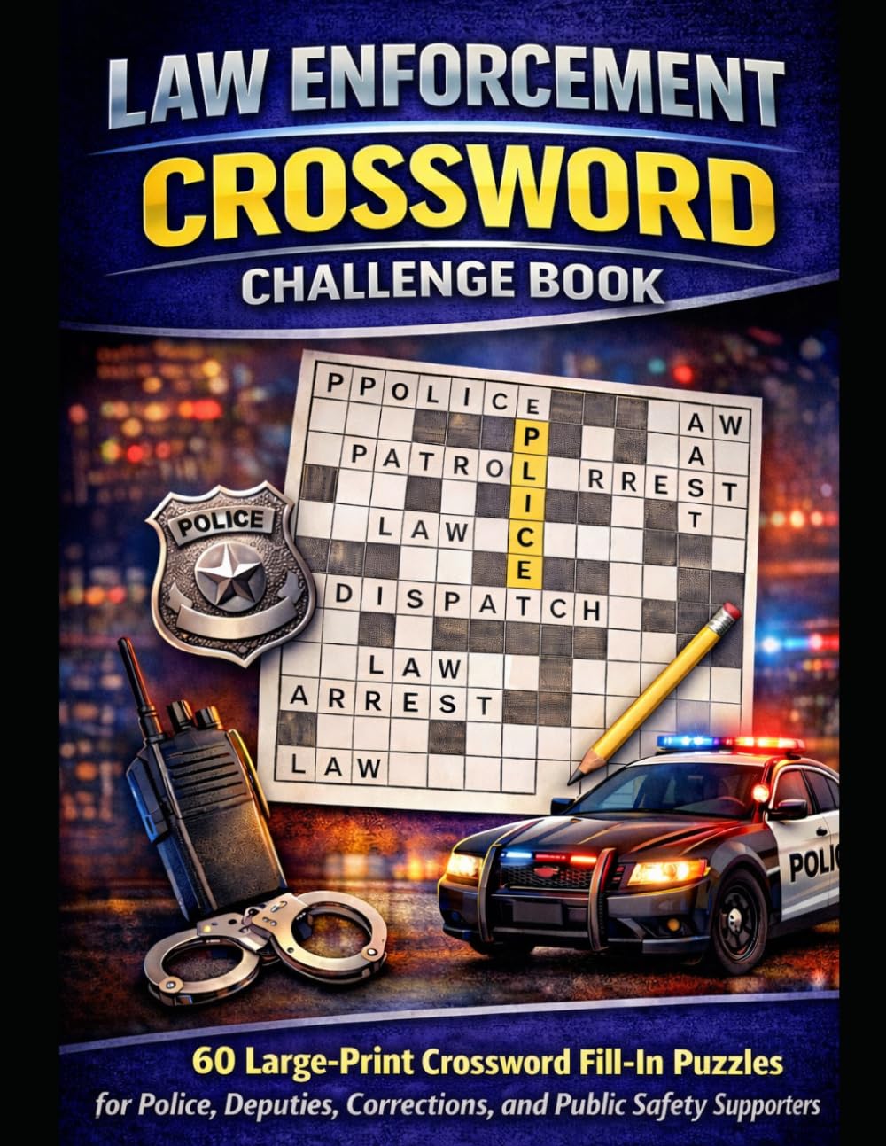 Law Enforcement Crossword Fill-In Challenge Book: 60 Large-Print Crossword Fill-In Puzzles for Police, Deputies, Corrections Officers, Dispatchers, ... Words Per Puzzle 55 Puzzles 495 Words Total)