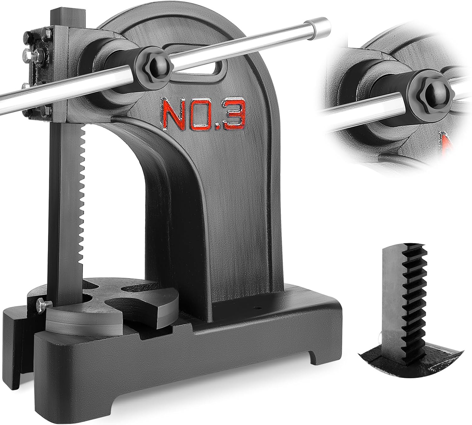 Arbor Press 3 Ton, Arbor Presses with Hand Wheel, 12" Work Height Arbor Press, Heavy Duty Cast Iron Desktop Presses for Punching, Bending, Stamping, and Shaping Black