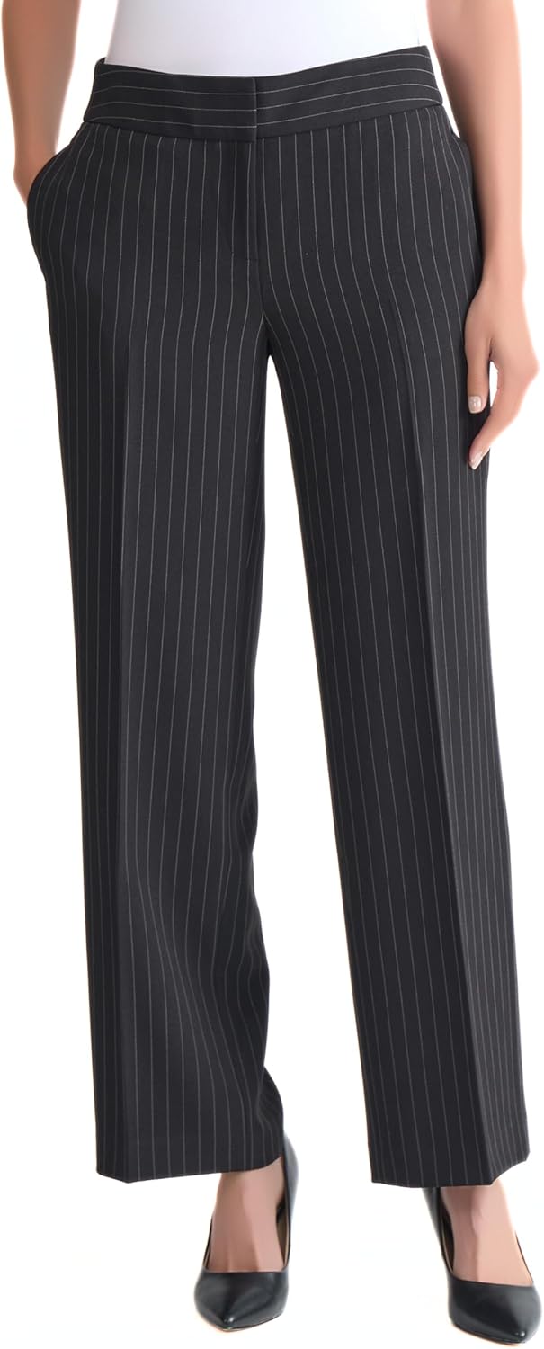 Kasper Womens Wide Leg Pinstripe Pant