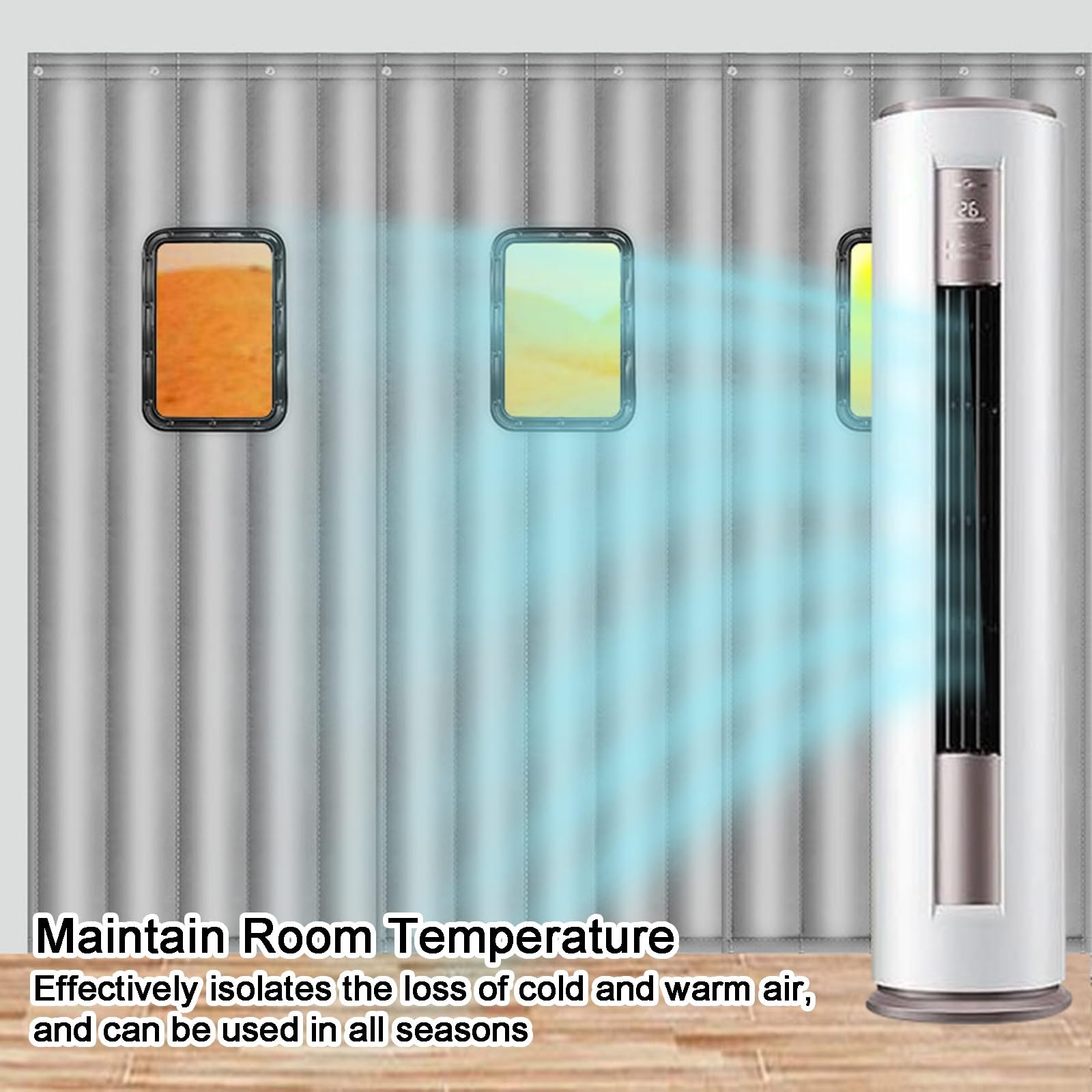 Thermovorhang Türvorhang mit Transparentem Fenster, Thermovorhänge Aus Oxford-Gewebe für Den Winter, Lärmschutzvorhang(Brown,90 * 240cm/35 * 94in)