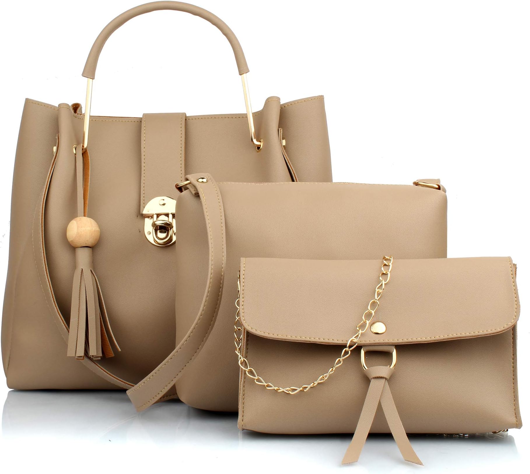 Mammon women's beige handbag combo (set of 3)