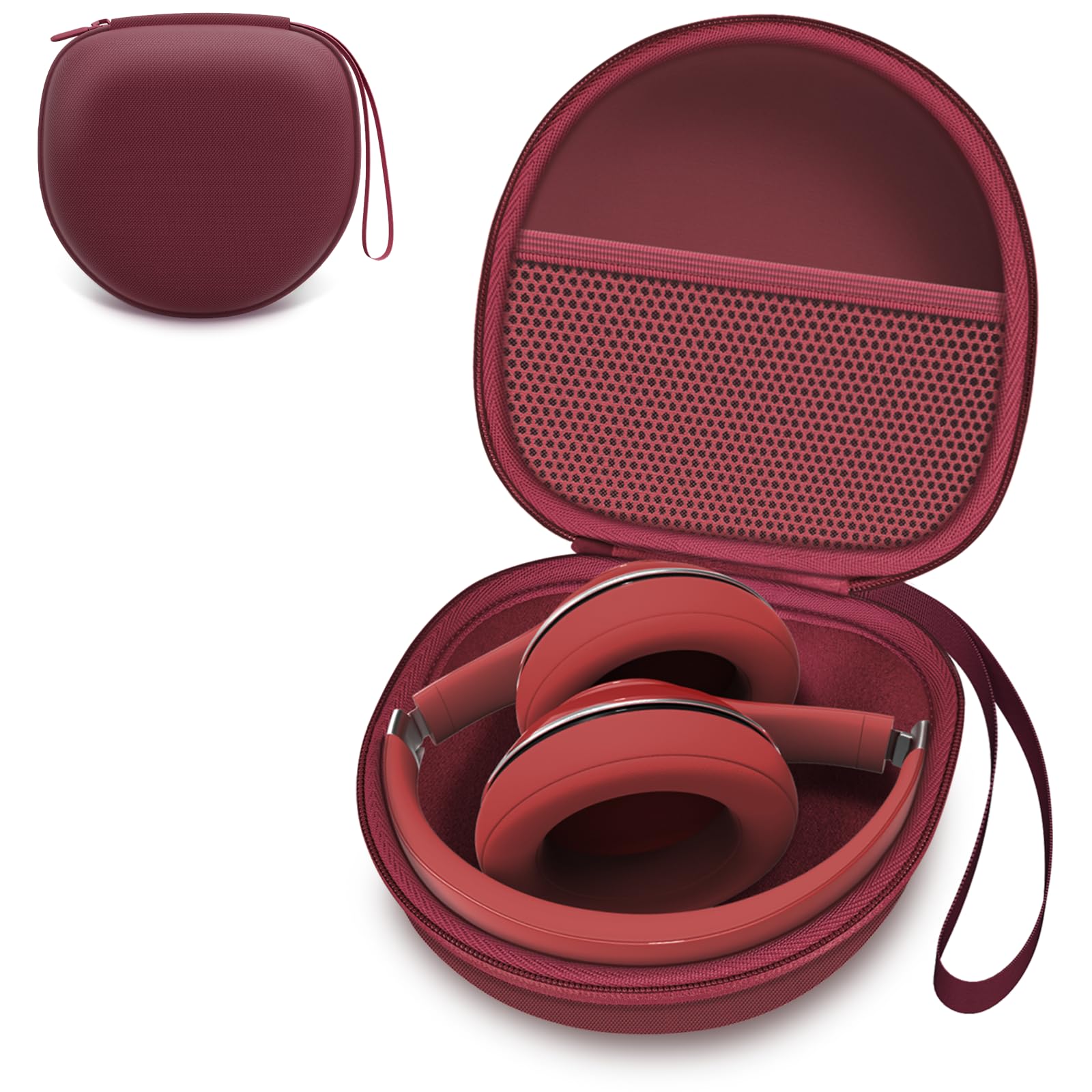 Headphone Headset Case for Folding Headphone, Wine Red