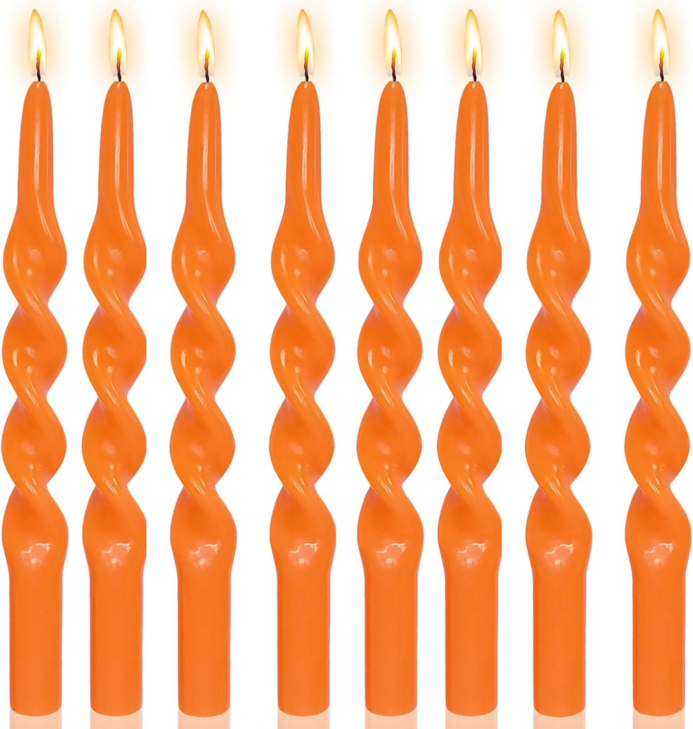 8pcs Spiral Taper Candle Long Candlesticks,10 INCH Orange Candle Stick Unscented Twisted Candlesticks Tall Tapered Candles for Home Décor Christmas Festive