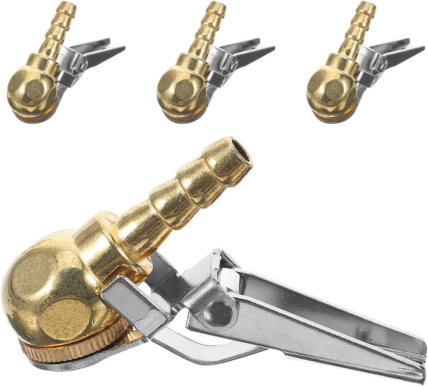 4pcs Heavy Duty Metal Tire Air Chuck Adapter Set Quick Connect No Leakage Tire Inflator Clip for Portable Air Pumps Accessory